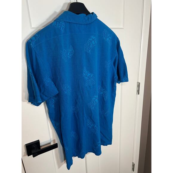 Tommy Bahama Polo Mens Size M Medium Blue Tropical Leaves Short Sleeve Cotton - Picture 7 of 9